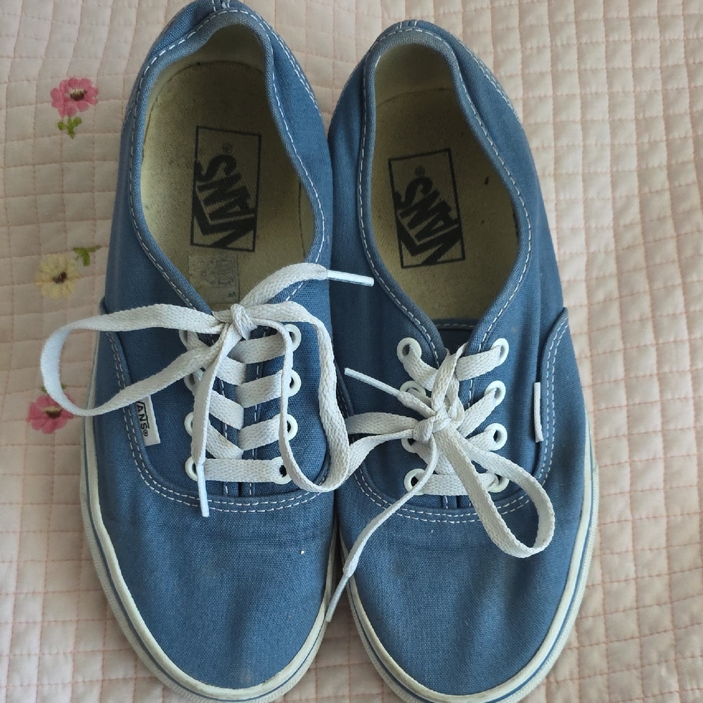 Vans Blue Canvas Sneakers with White Laces